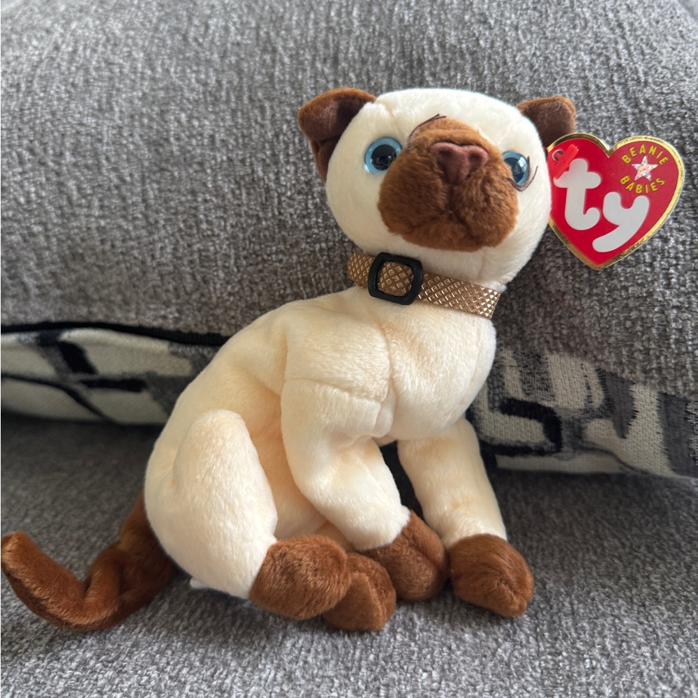 Siam Ty Plush Siamese Cat with Brown and Cream Beanie Baby